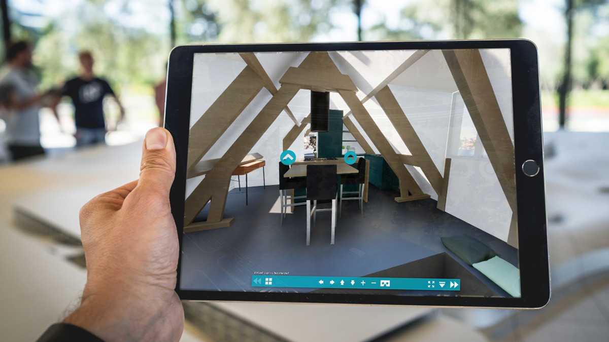 Interface de l'application de visite virtuelle 360° de l'appartement
